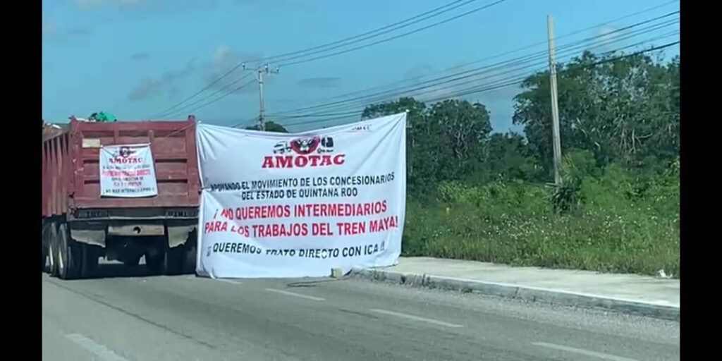 Protestan volqueteros por existencia de intermediarios en Tren Maya