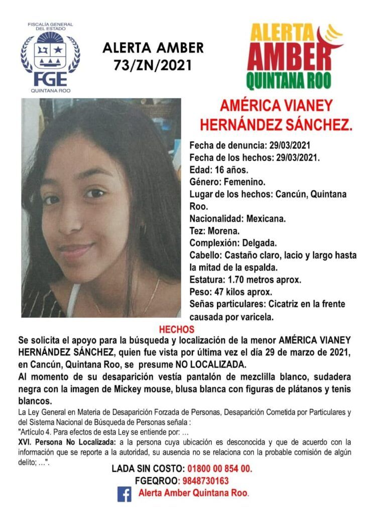 Piden ayuda para localizar a América Vianey Hernández Sánchez