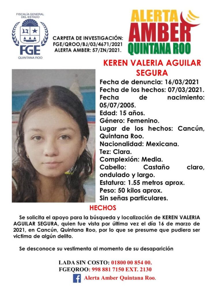 Solicitan ayuda para localizar a Keren Valeria Aguilar Segura
