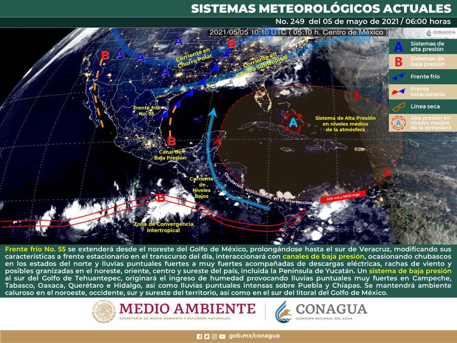 Posibles chubascos en la Península de Yucatán
