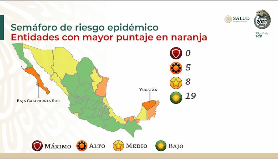 Quintana Roo continúa en naranja en el semáforo epidemiológico nacional