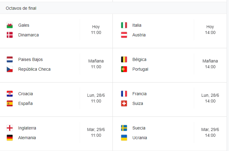 Estos son los horarios de los partidos de la Eurocopa