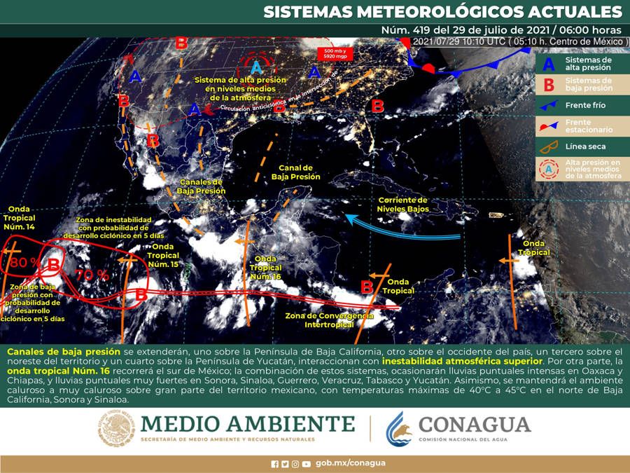 Probabilidad de lluvias en Quintana Roo