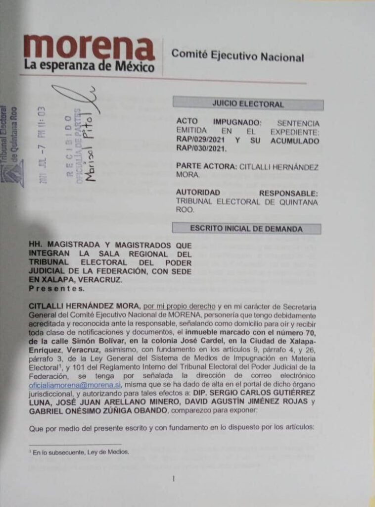 Acude Morena ante los tribunales para revocar veto del gobernador Carlos Joaquín