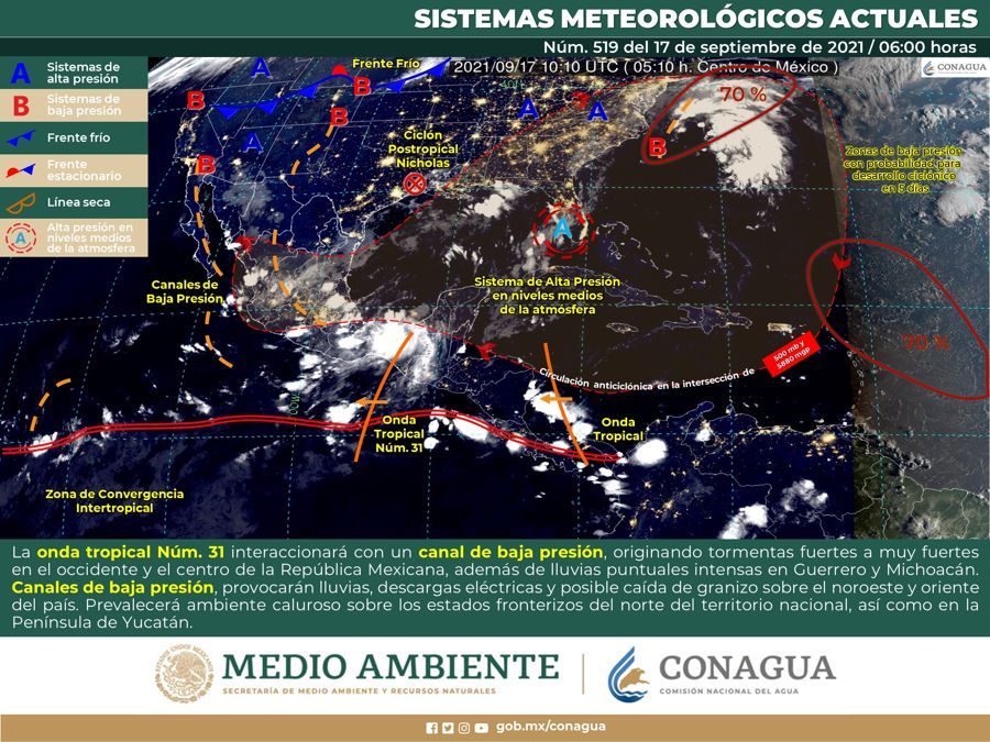 Este día la onda tropical 31 recorrerá el sur de México