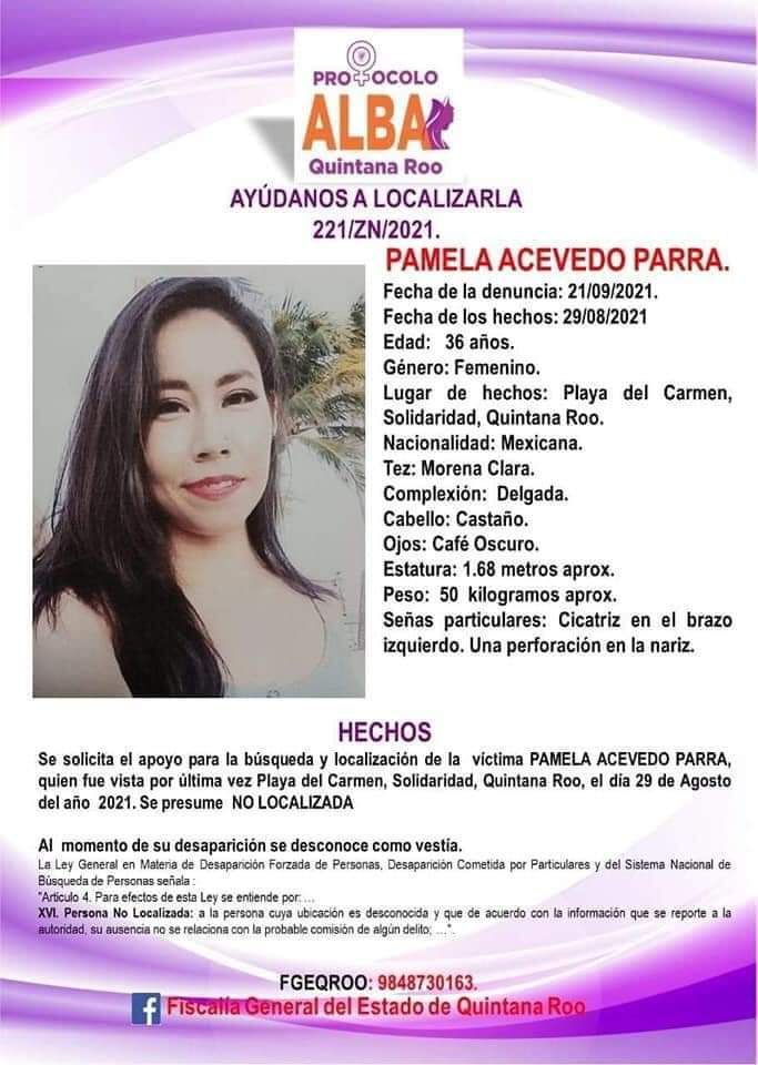 Aparece Pamela Acevedo, cantante desaparecida en Playa del Carmen