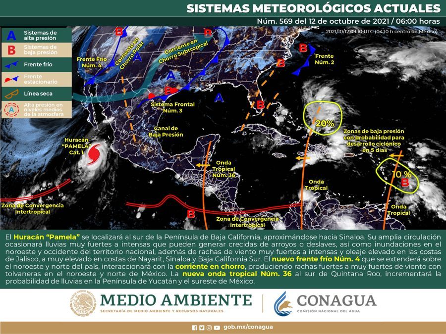 Onda tropical  N° 36 ocasionará lluvias en Quintana Roo