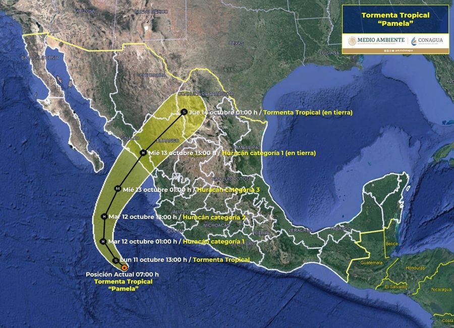 Tormenta Tropical “Pamela” podría intensificarse a Huracán
