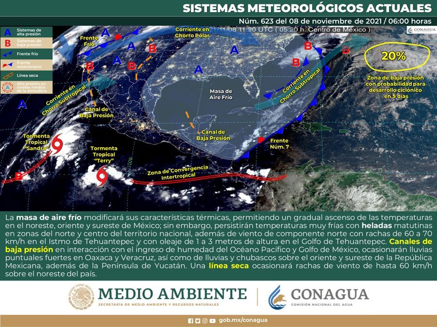 Se espera lluvias en la Península de Yucatán