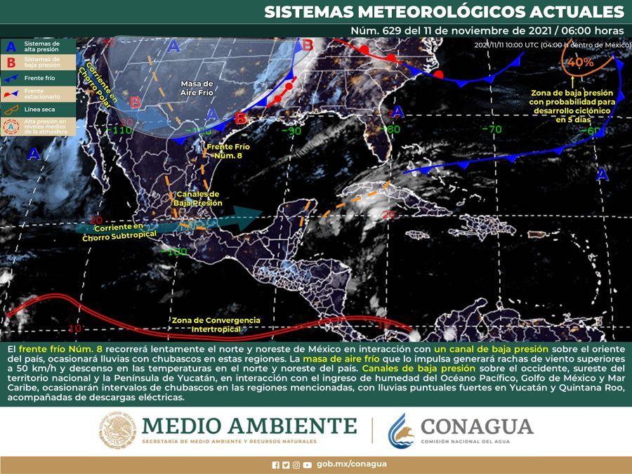 Continuarán las lluvias fuertes en la Península de Yucatán