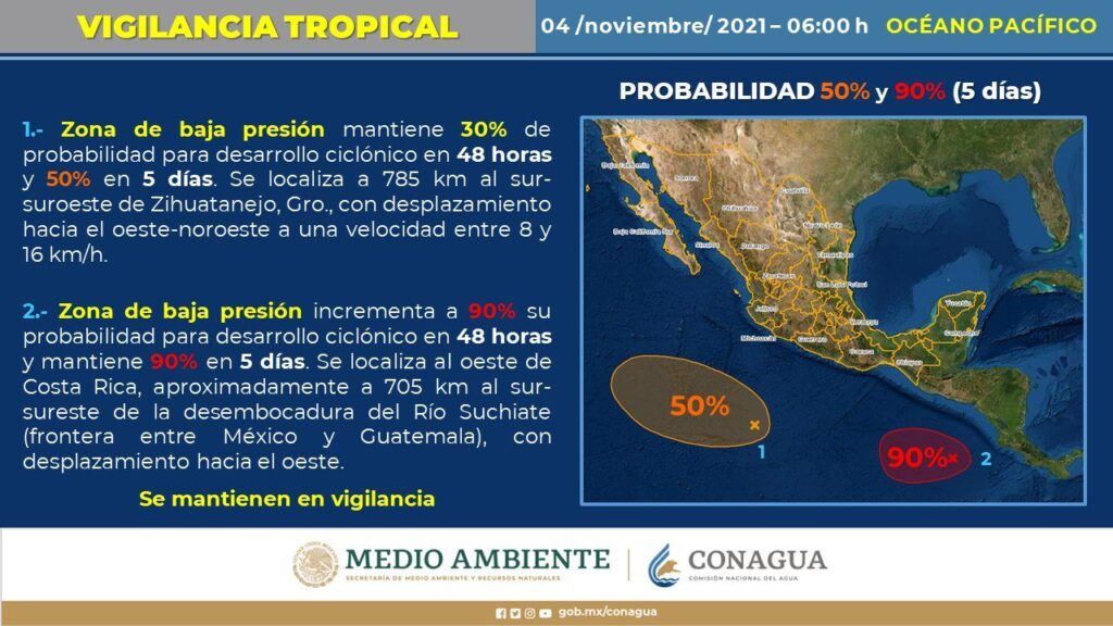 Se espera lluvia este jueves en la Península de Yucatán