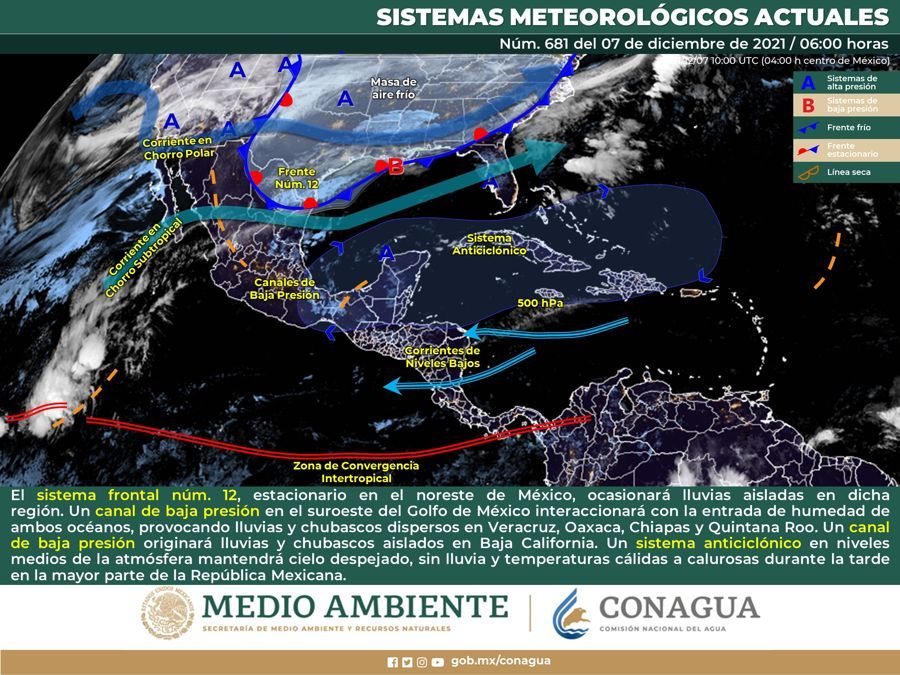 Canal de baja presión provocará lluvias en Quintana Roo