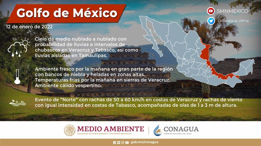 Se espera chubascos en la Península de Yucatán
