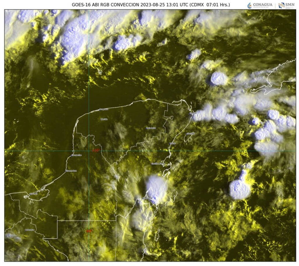 Cielo nublado y lluvias se espera en la Península de Yucatán