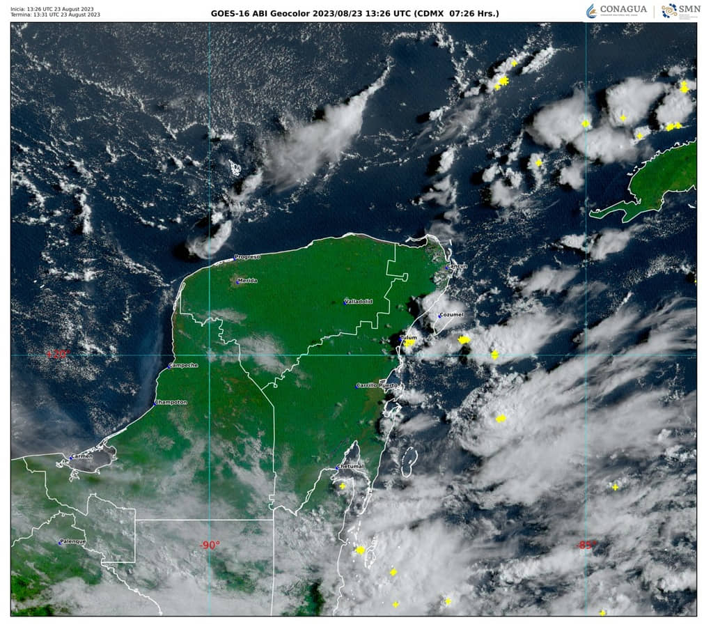 Lluvias y calor se espera en la Península de Yucatán este miércoles