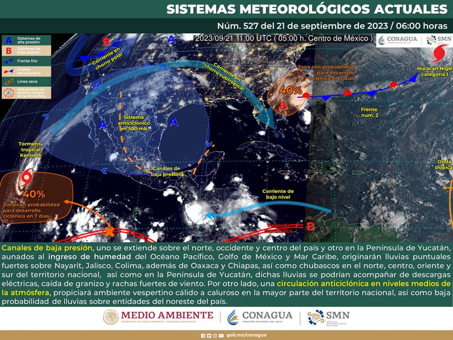 Lluvia y posible caída de granizo en la Península de Yucatán