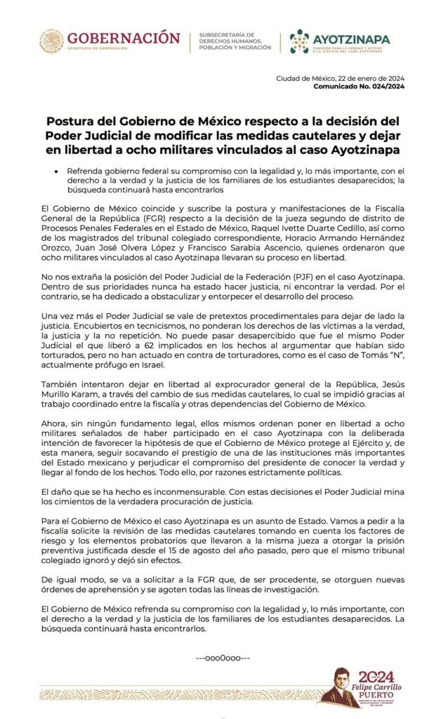 Acusa Gobierno de México al Poder Judicial de obstaculizar la justicia en el caso Ayotzinapa