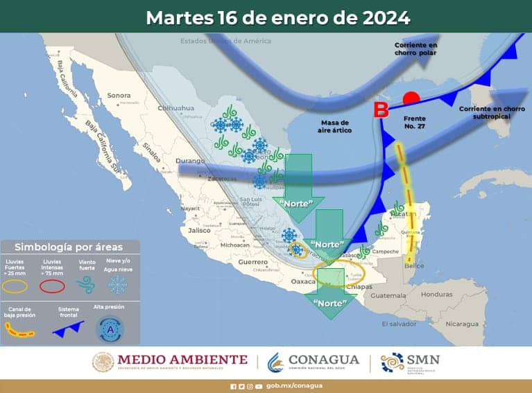 Frente Frío 27 afectará a Quintana Roo a partir de esta noche