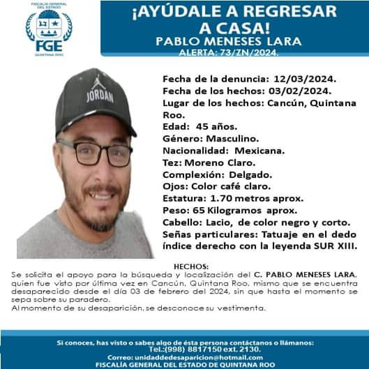 Solicitan ayuda para localizar a C. Pablo Meneses Lara